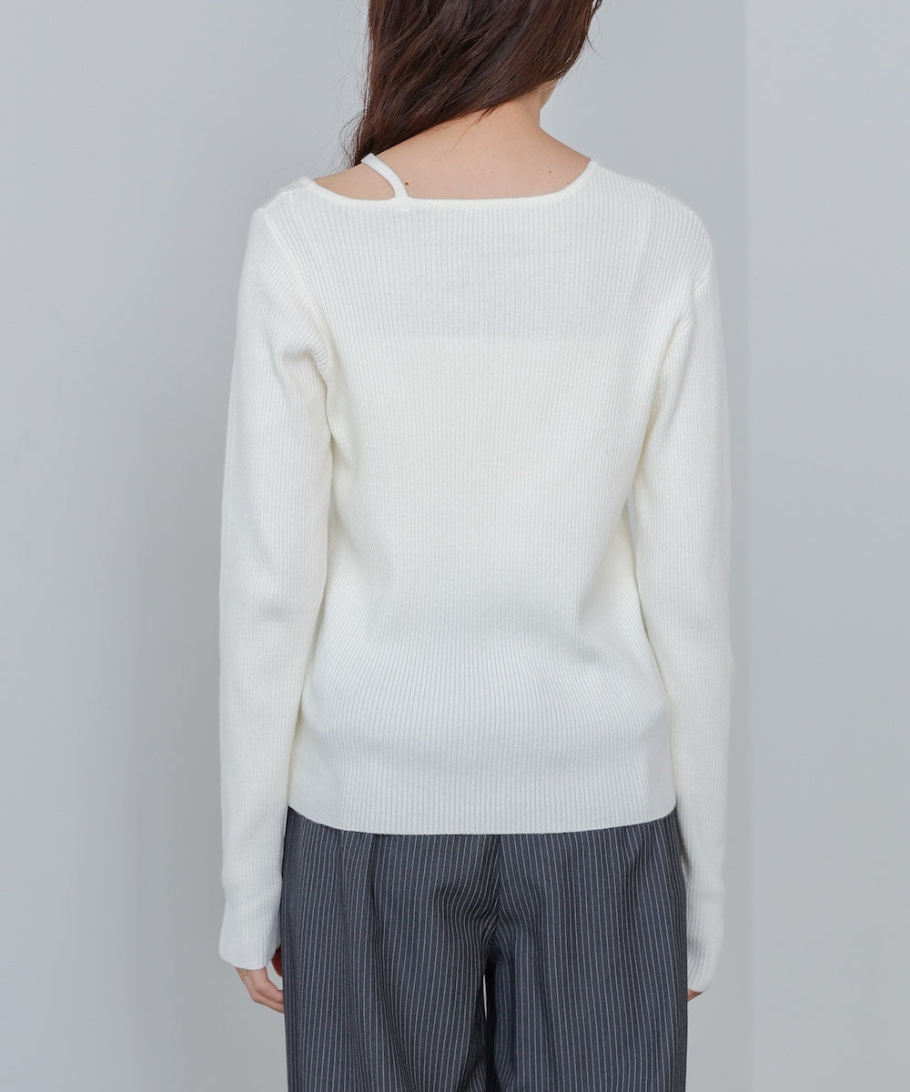 ショルダースリットニットトップス