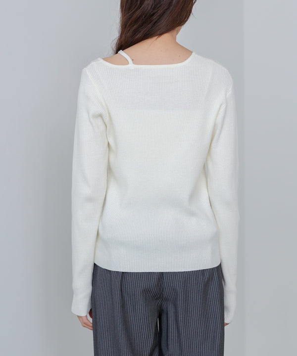 ショルダースリットニットトップス