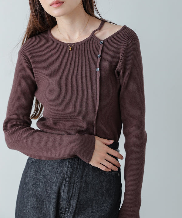 ショルダースリットニットトップス