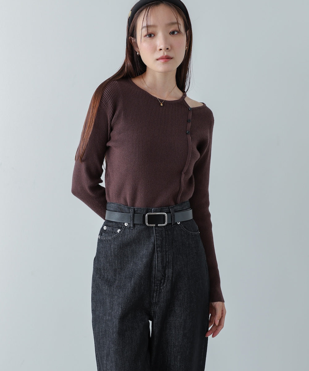 ショルダースリットニットトップス