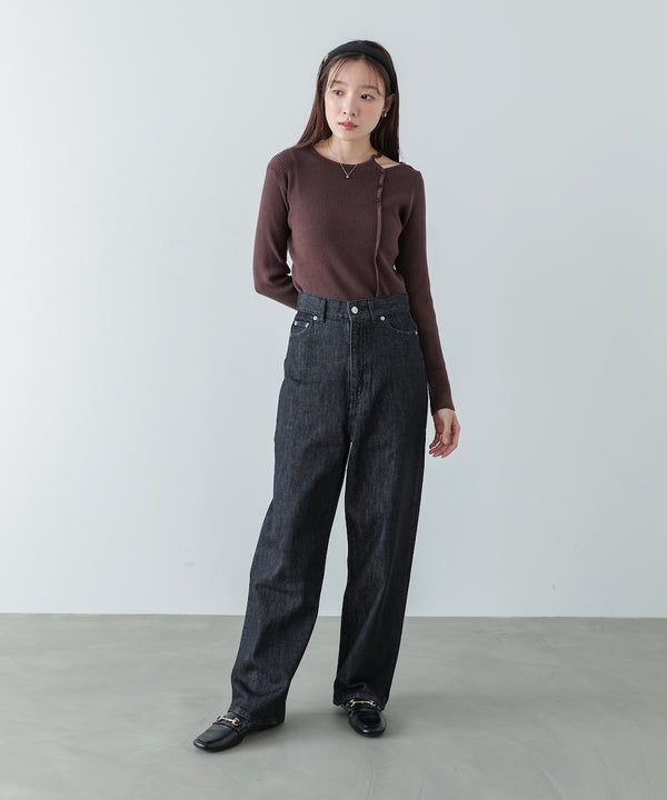 ショルダースリットニットトップス