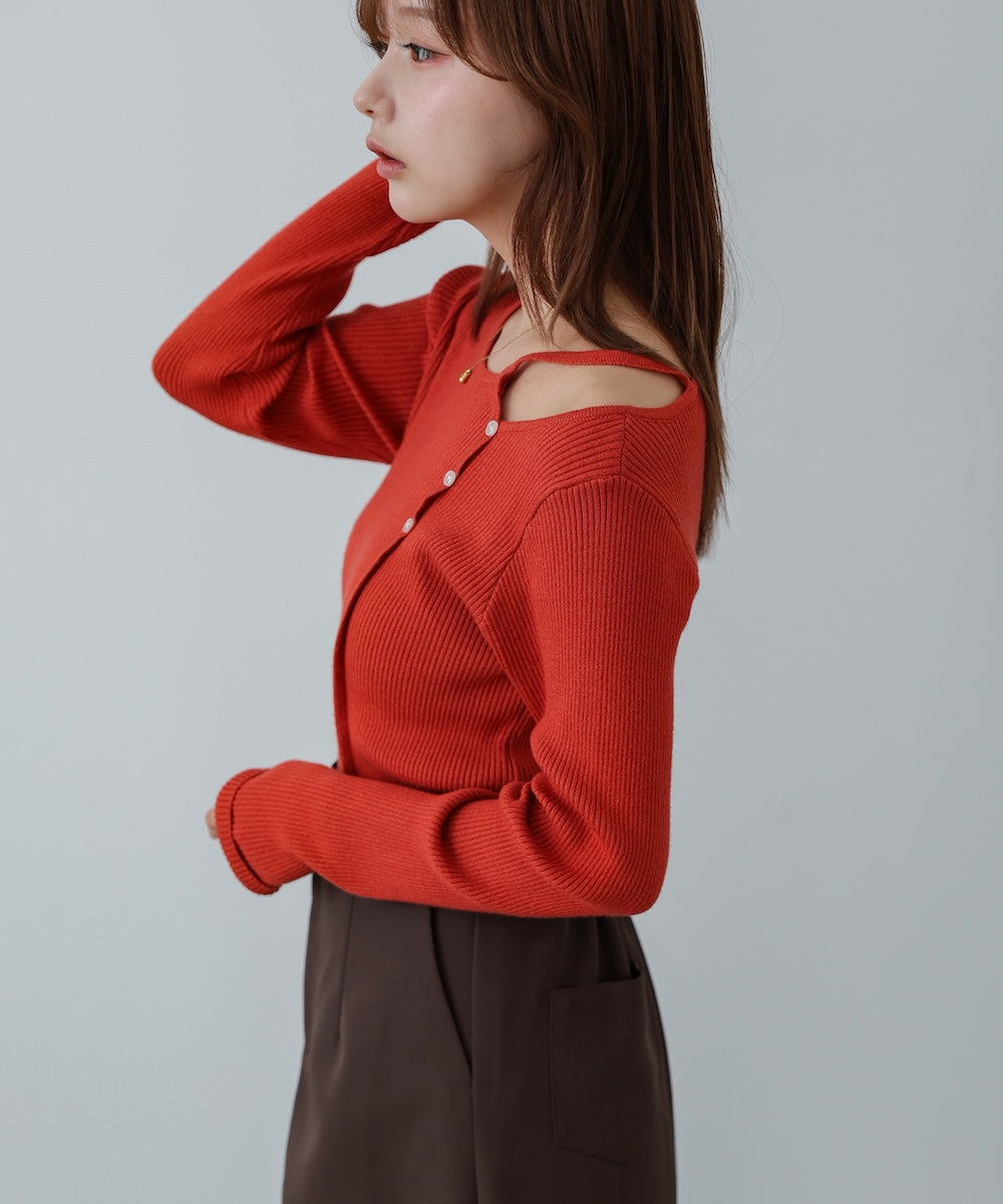 ショルダースリットニットトップス