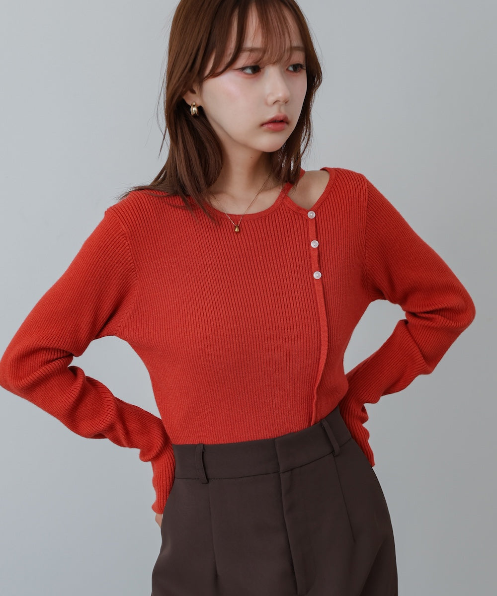 ショルダースリットニットトップス