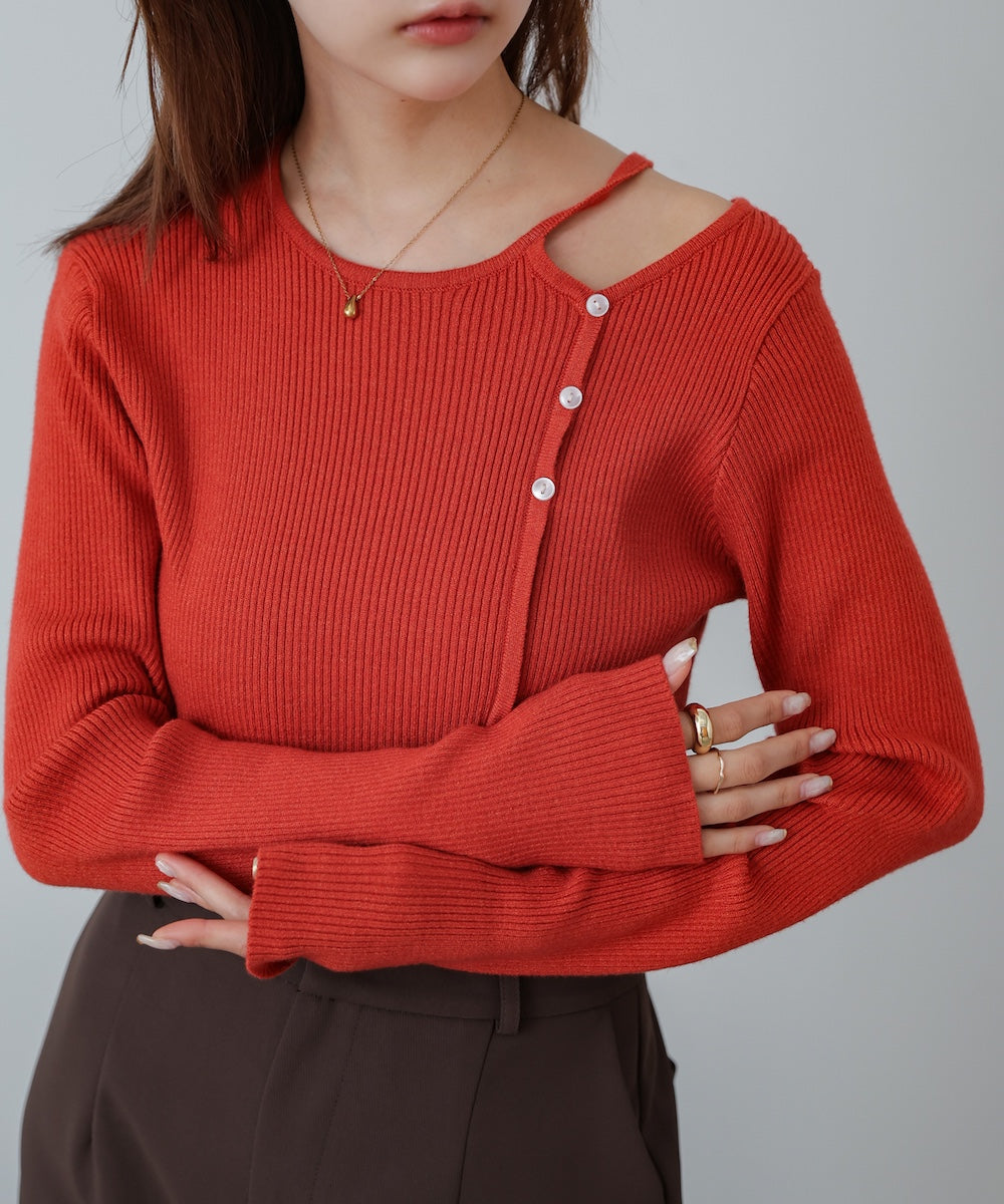 ショルダースリットニットトップス