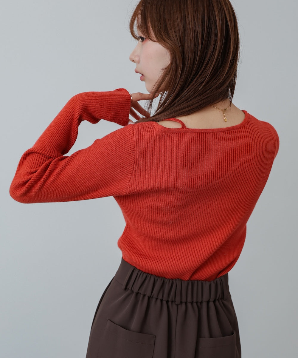 ショルダースリットニットトップス