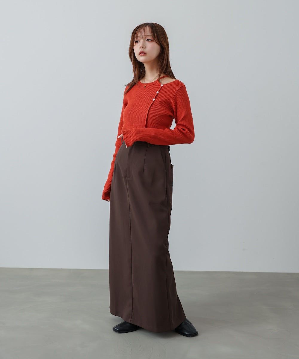 ショルダースリットニットトップス