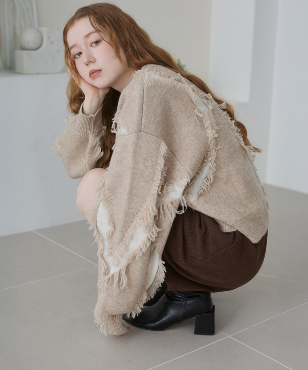 シャギージャガードニットトップス