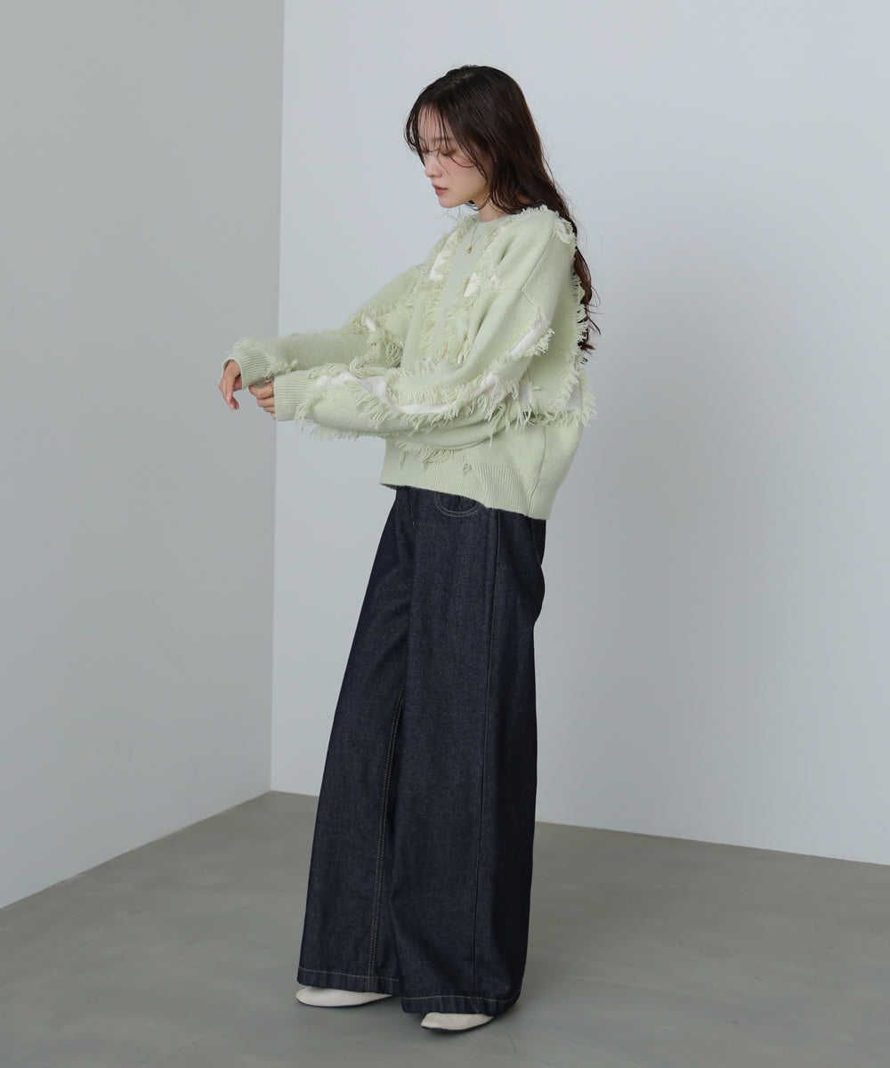 シャギージャガードニットトップス