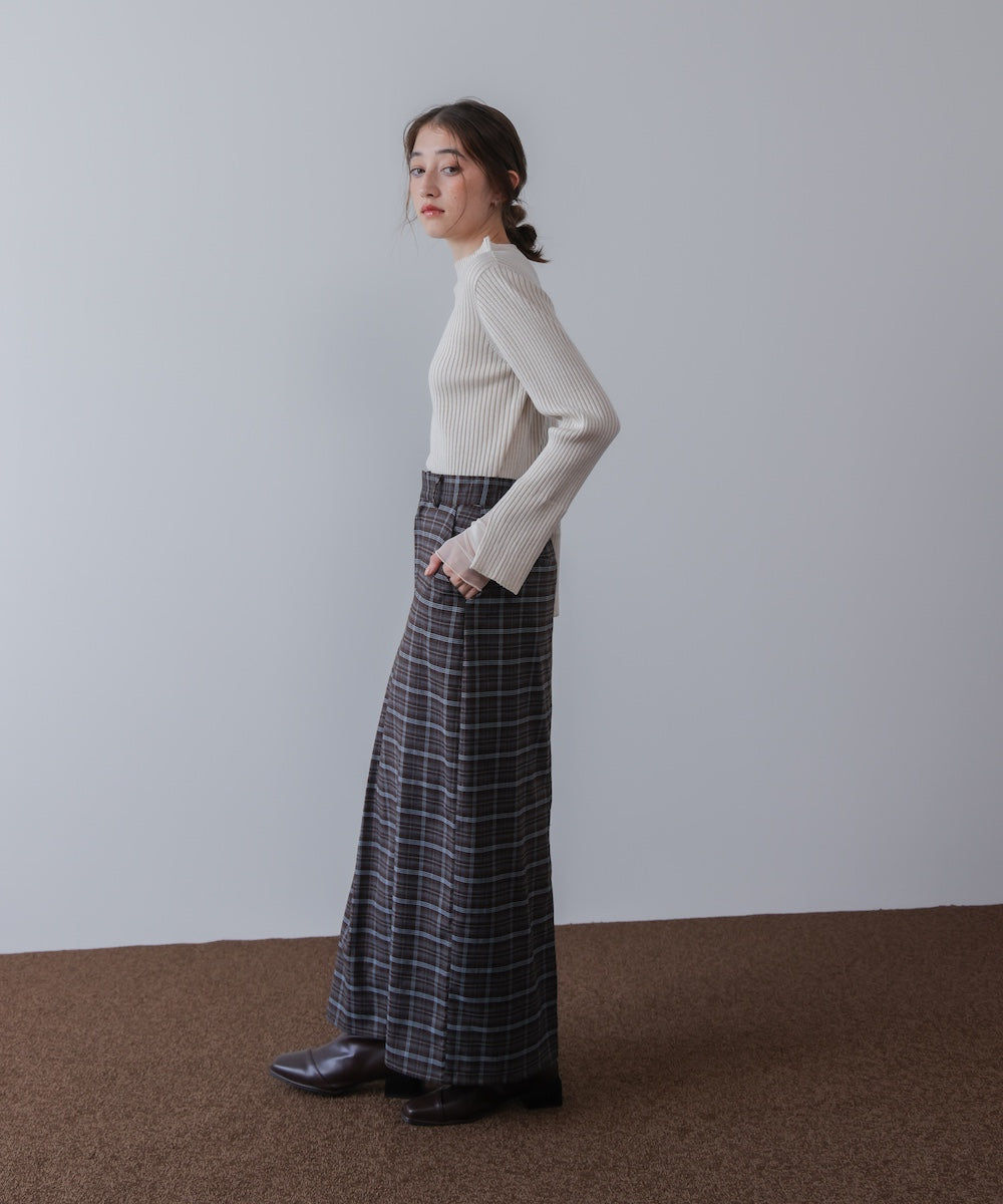 (選べるネック)チュールレイヤードリブニット