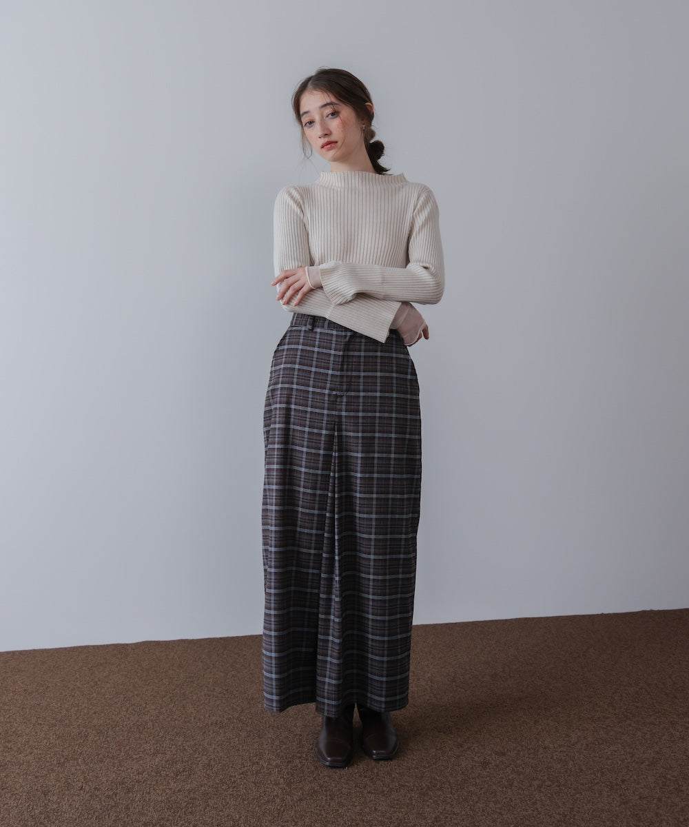 (選べるネック)チュールレイヤードリブニット