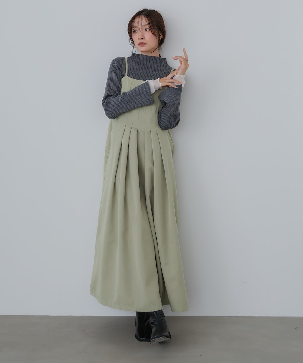 (選べるネック)チュールレイヤードリブニット