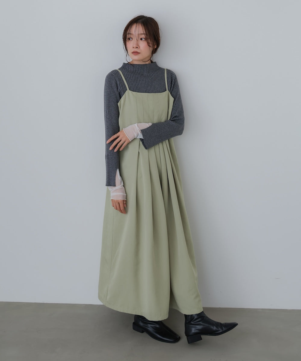 (選べるネック)チュールレイヤードリブニット