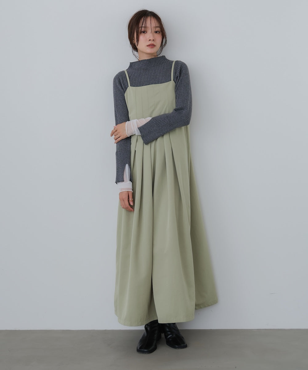 (選べるネック)チュールレイヤードリブニット