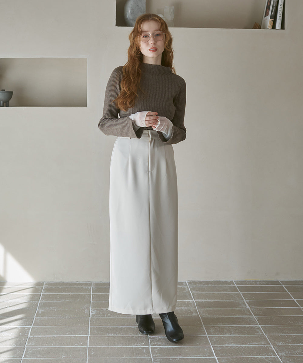 (選べるネック)チュールレイヤードリブニット