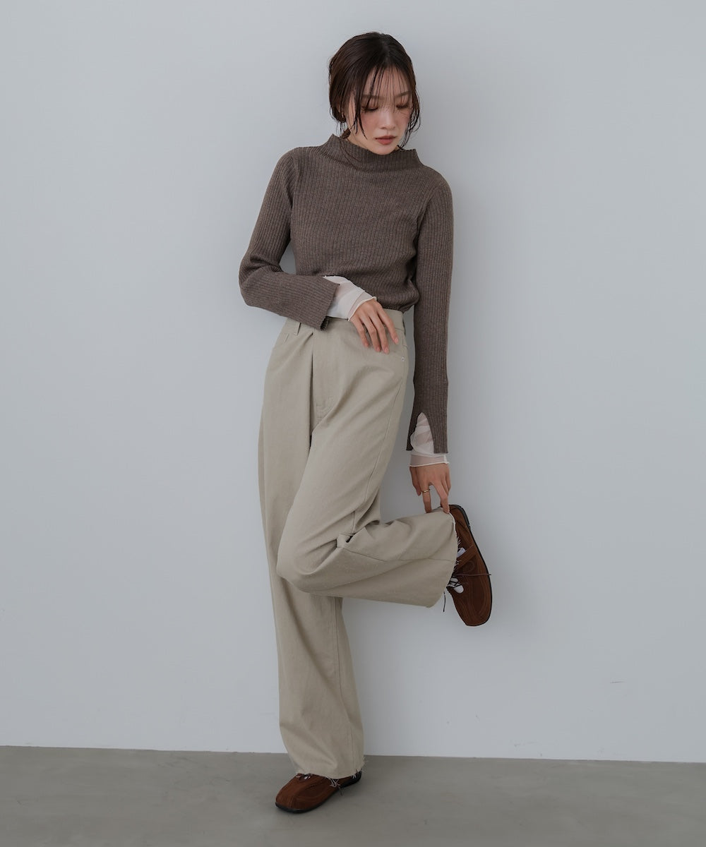 (選べるネック)チュールレイヤードリブニット