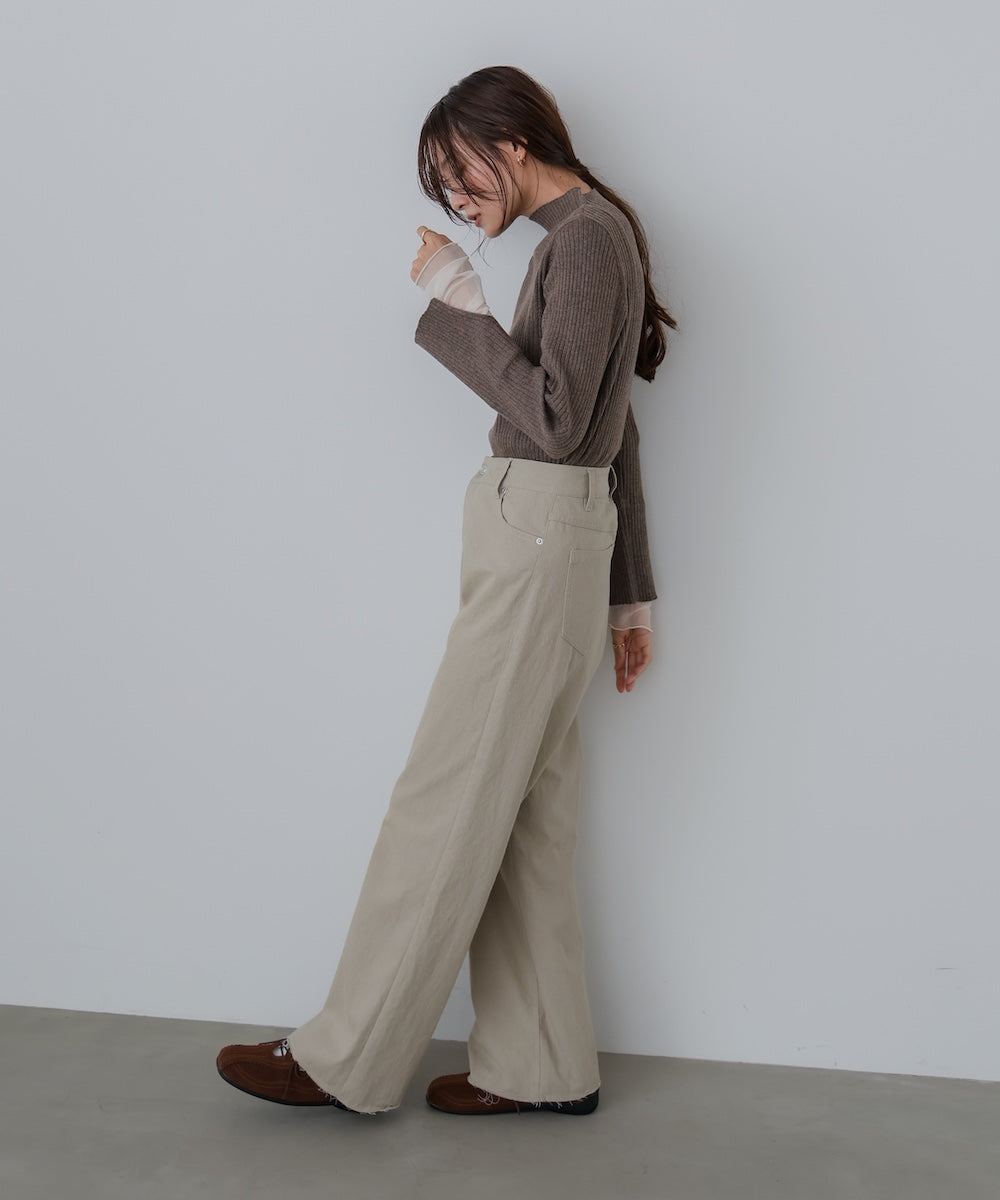 (選べるネック)チュールレイヤードリブニット