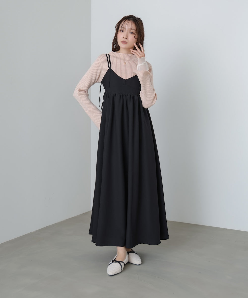 (選べるネック)チュールレイヤードリブニット