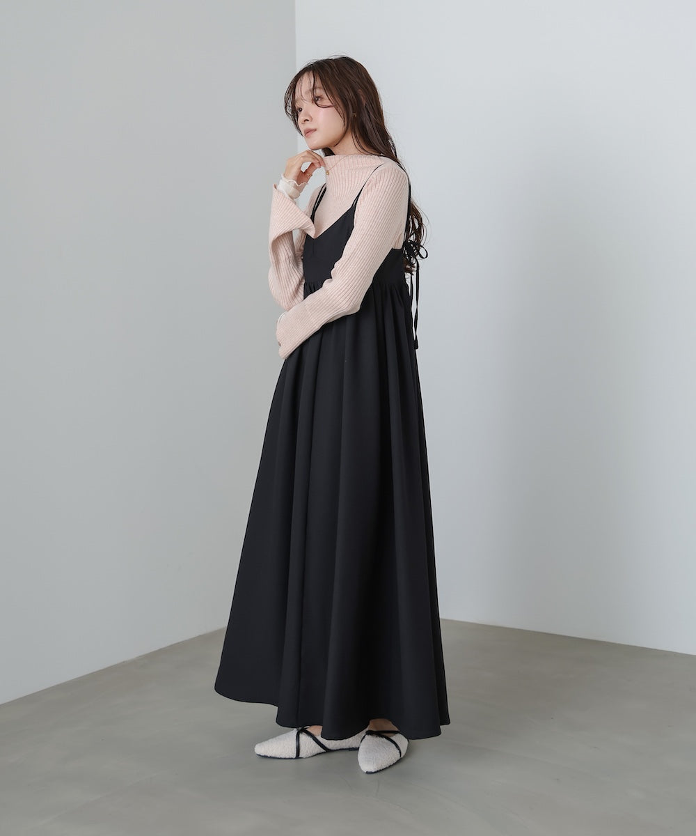 (選べるネック)チュールレイヤードリブニット