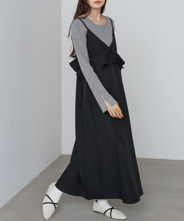 ペプラムキャミワンピース