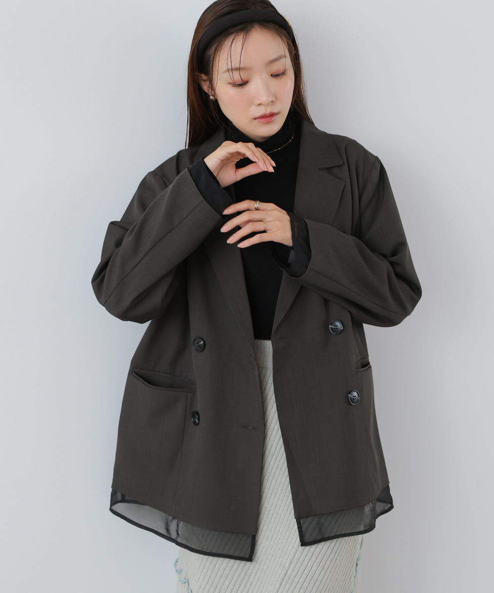 シアー切替ダブルテーラードジャケット