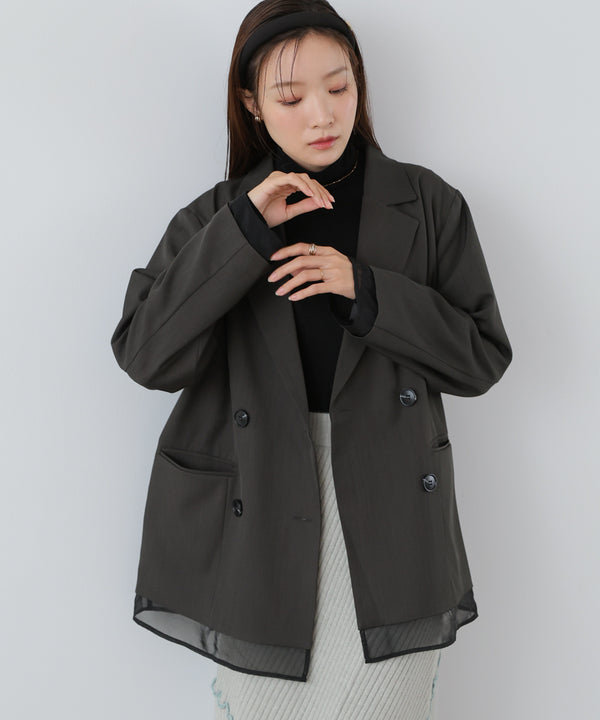 シアー切替ダブルテーラードジャケット