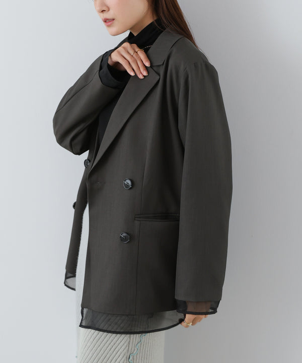 シアー切替ダブルテーラードジャケット