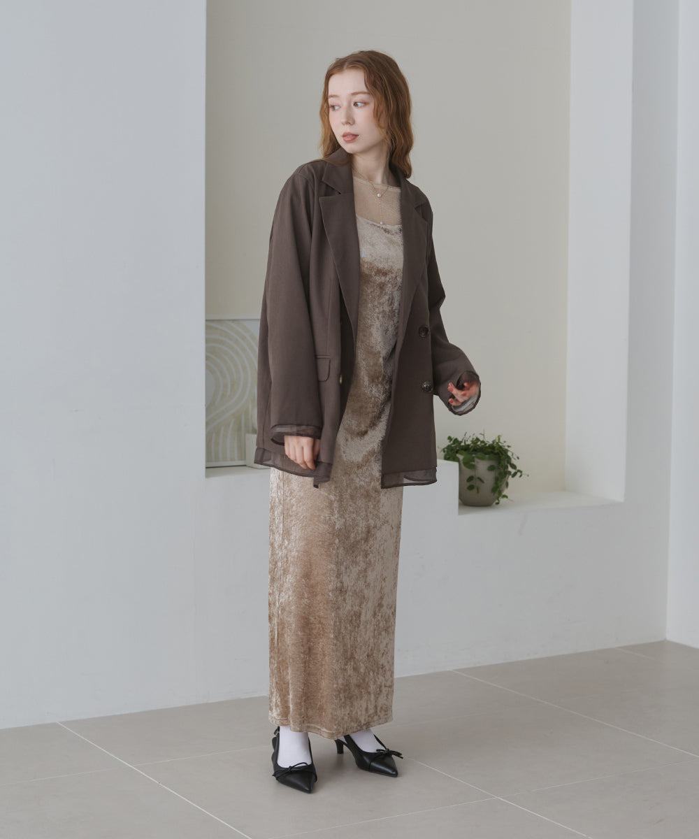 シアー切替ダブルテーラードジャケット