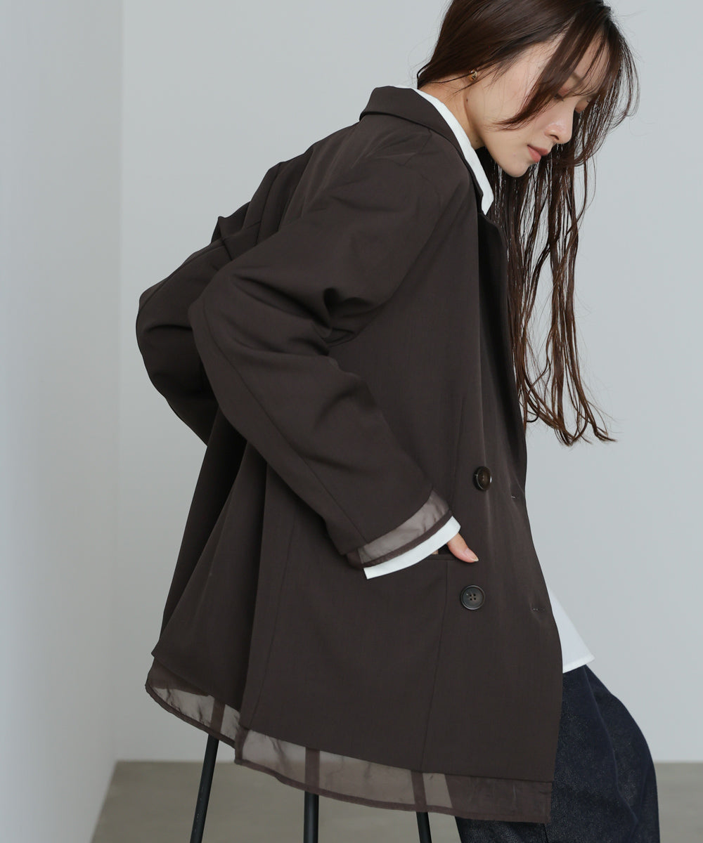 シアー切替ダブルテーラードジャケット