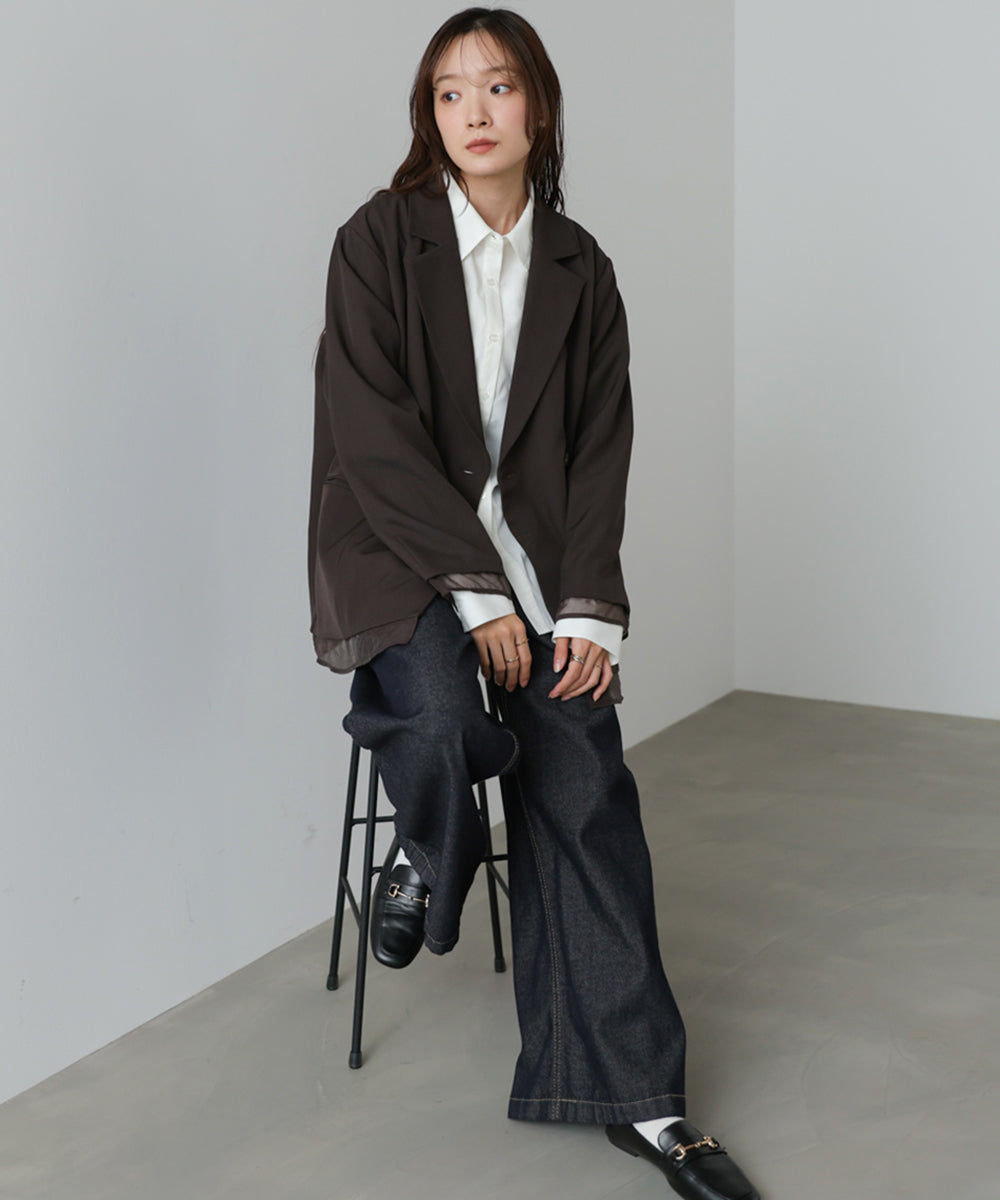 シアー切替ダブルテーラードジャケット