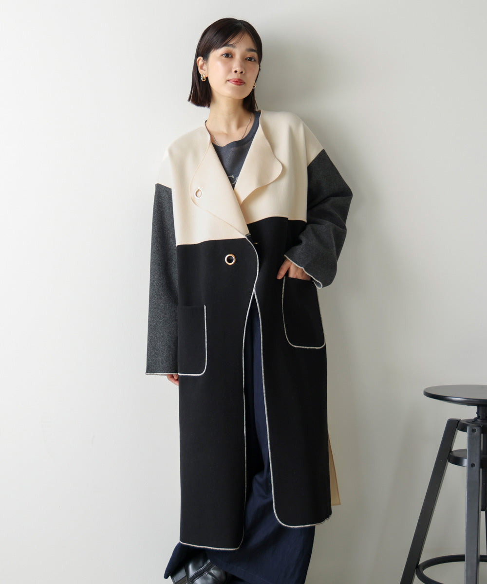 バイカラーコート