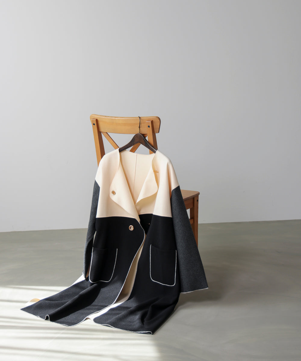 バイカラーコート