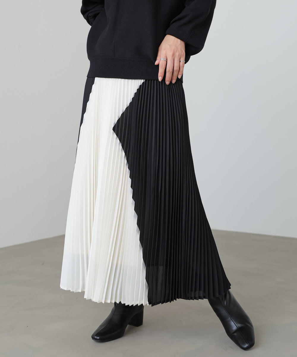 バイカラープリーツスカート