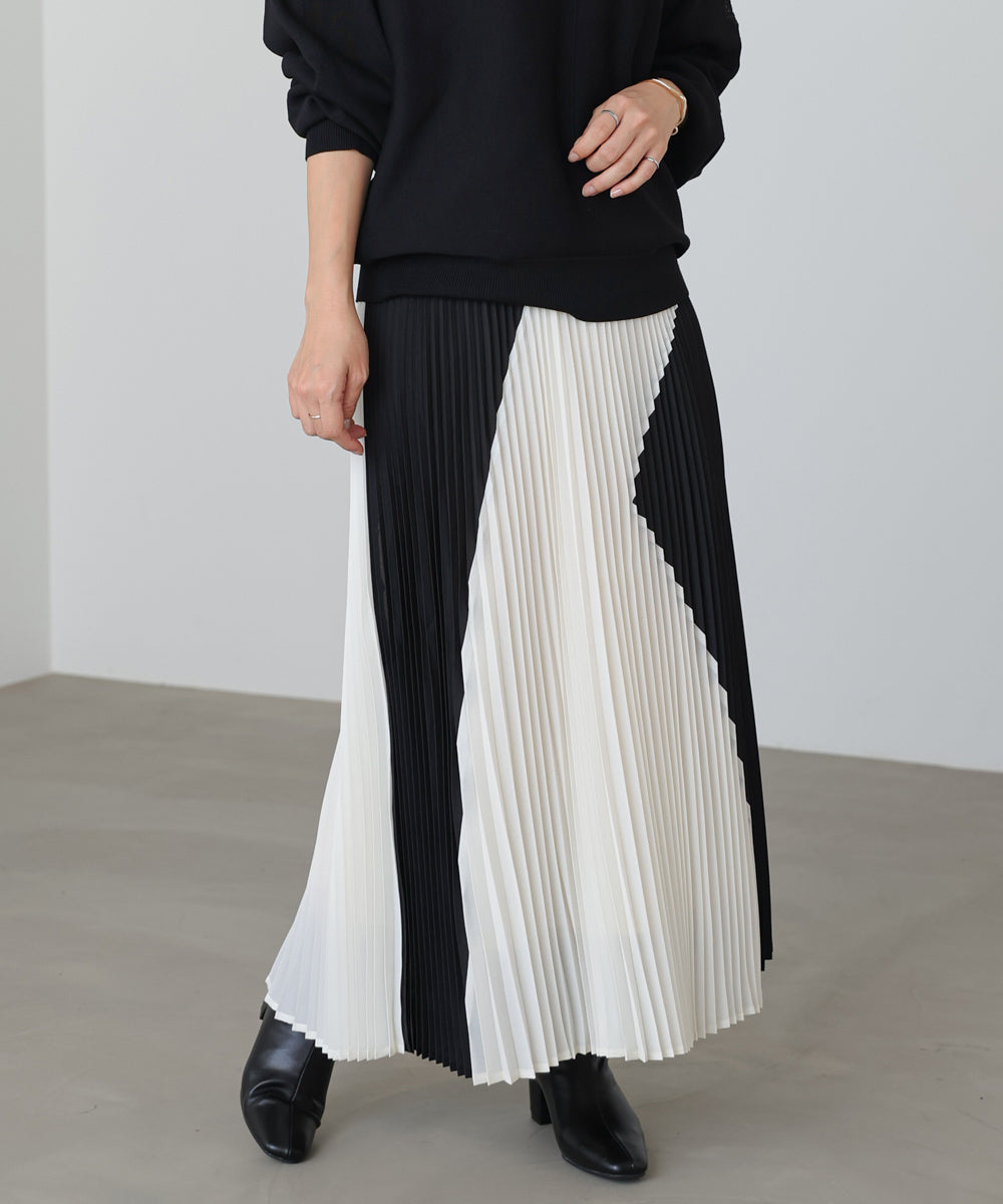 バイカラープリーツスカート