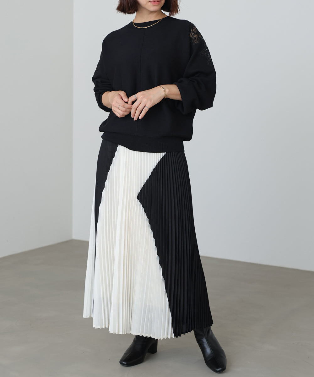 バイカラープリーツスカート