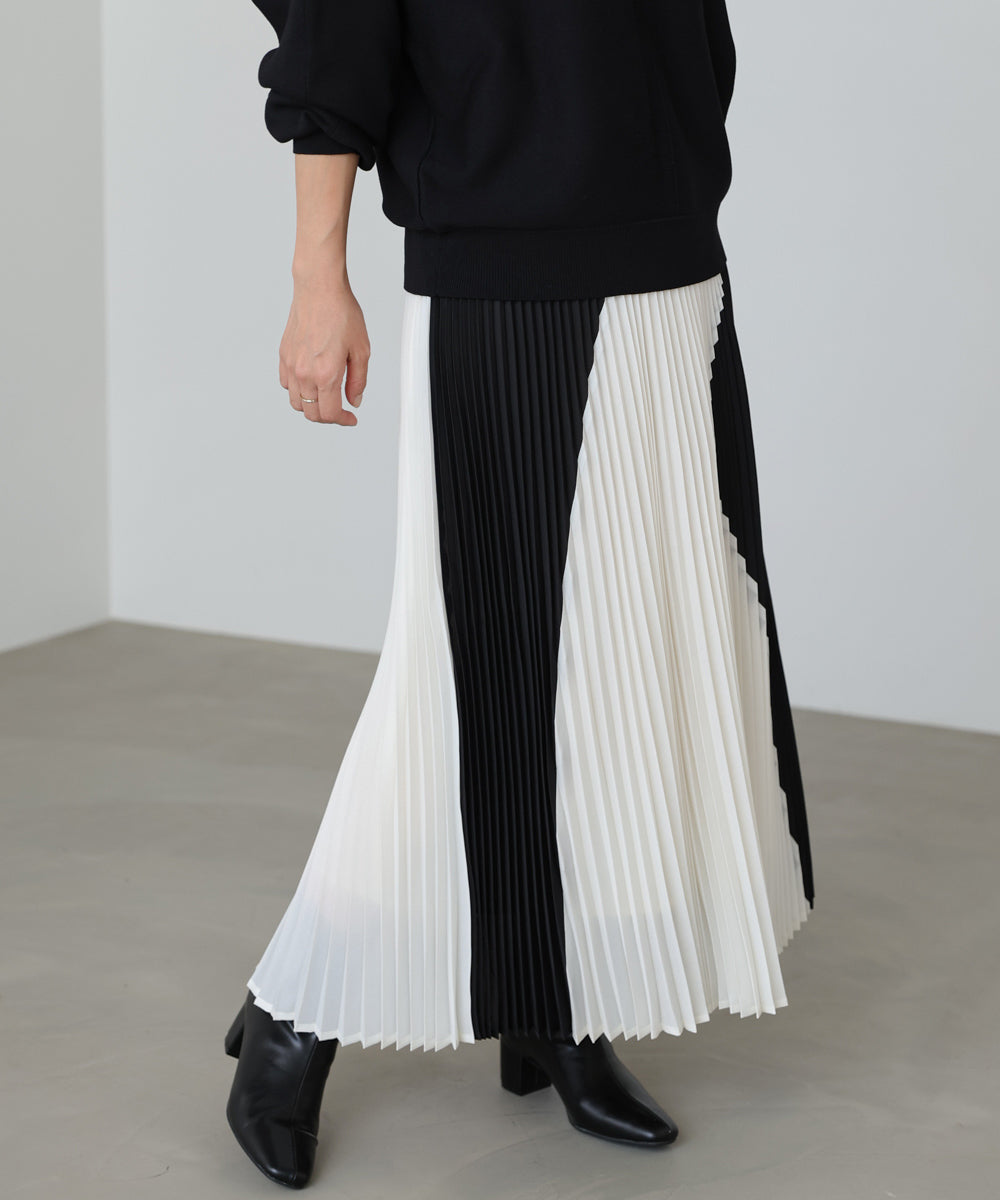 バイカラープリーツスカート