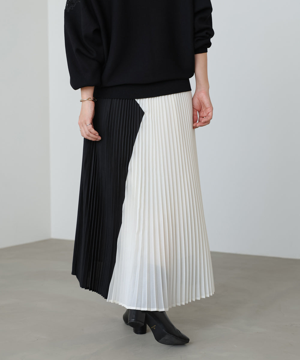 バイカラープリーツスカート