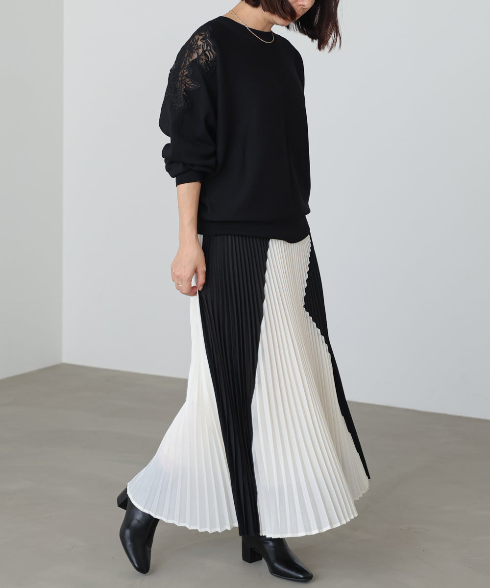 バイカラープリーツスカート