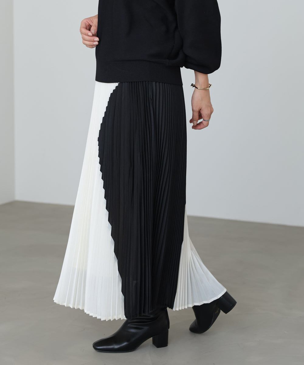 バイカラープリーツスカート