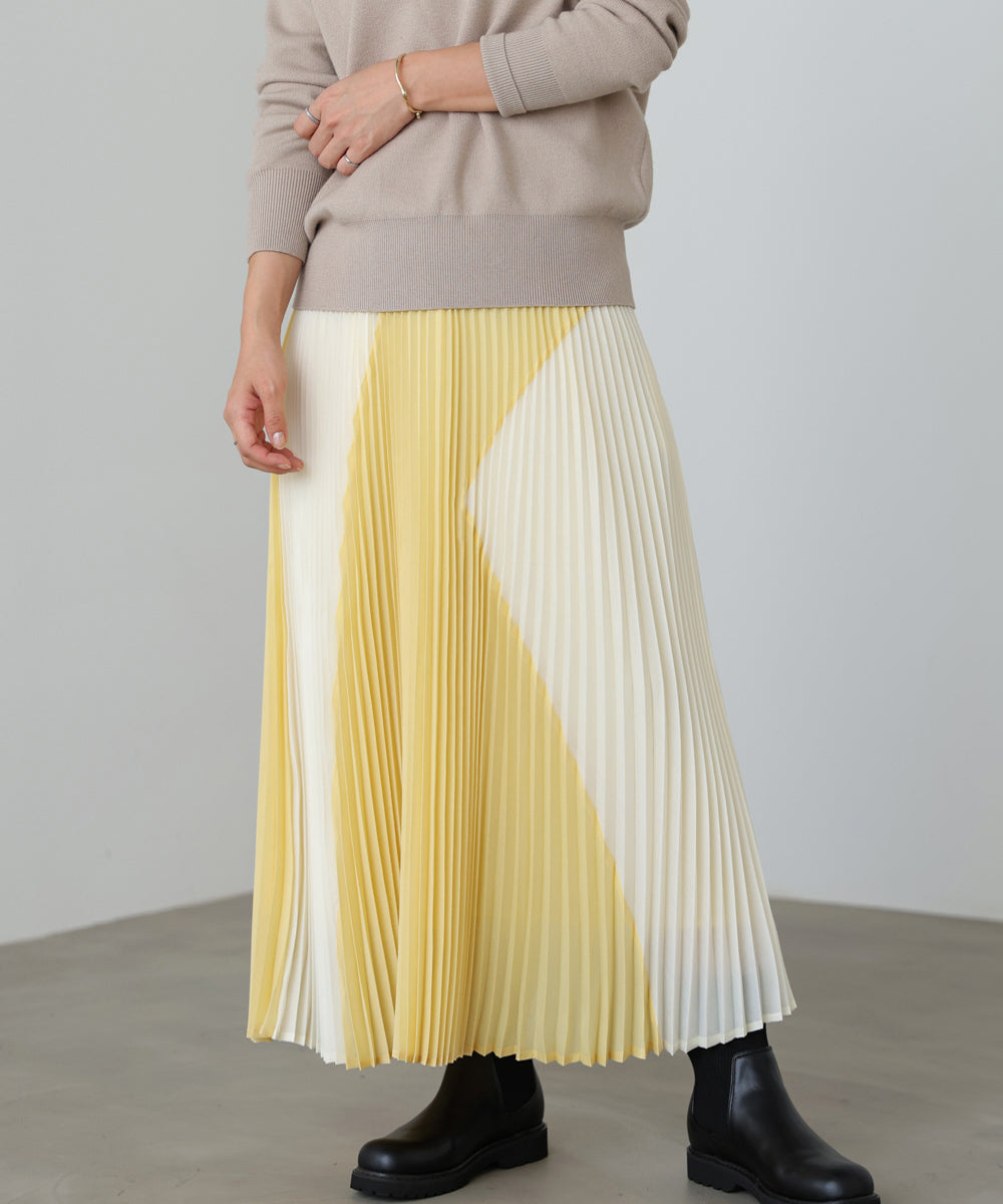 バイカラープリーツスカート