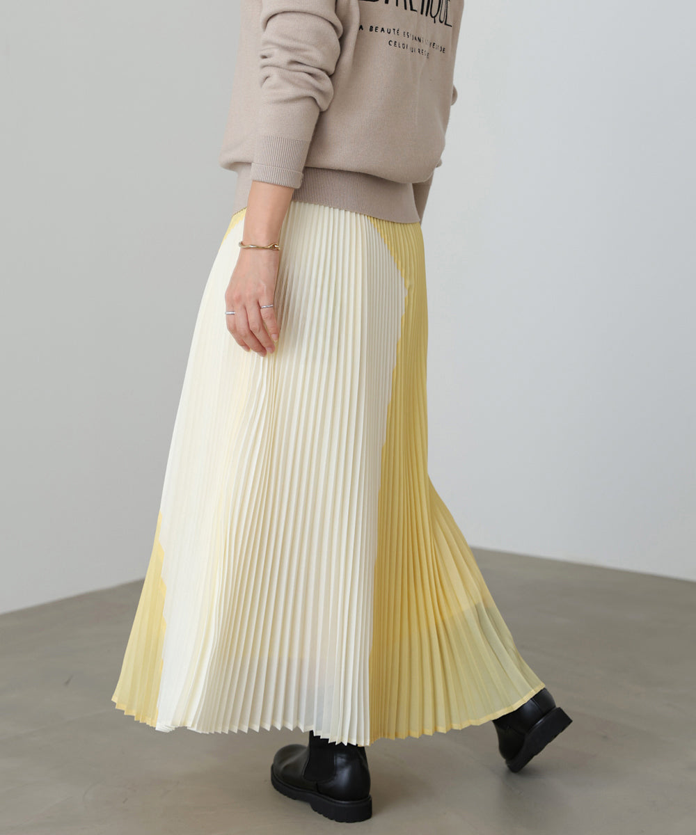 バイカラープリーツスカート