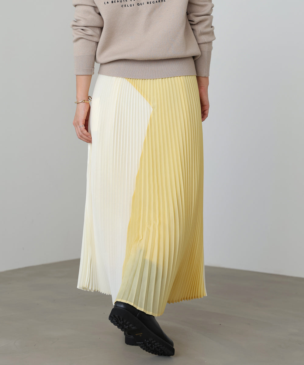 バイカラープリーツスカート