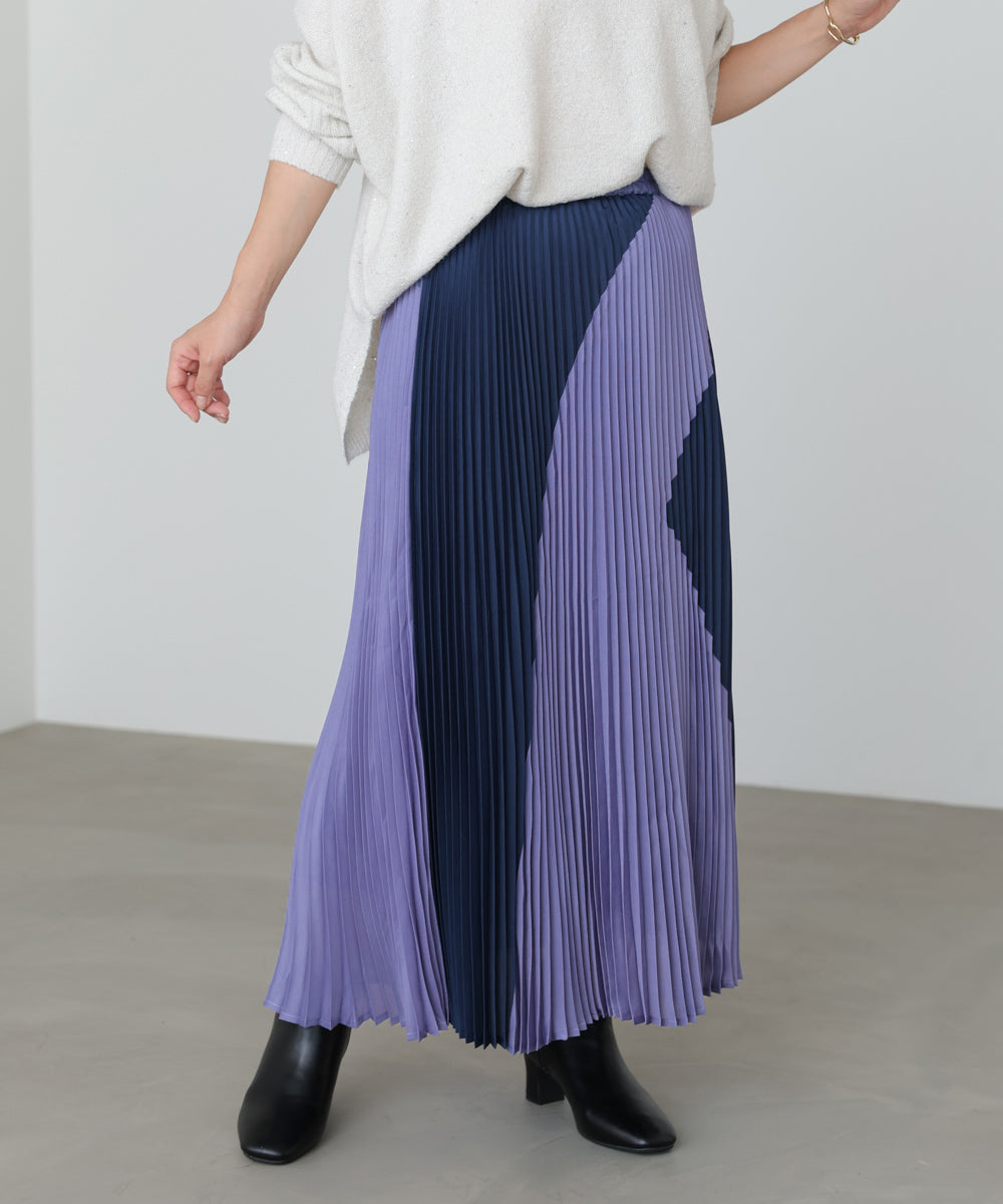 バイカラープリーツスカート