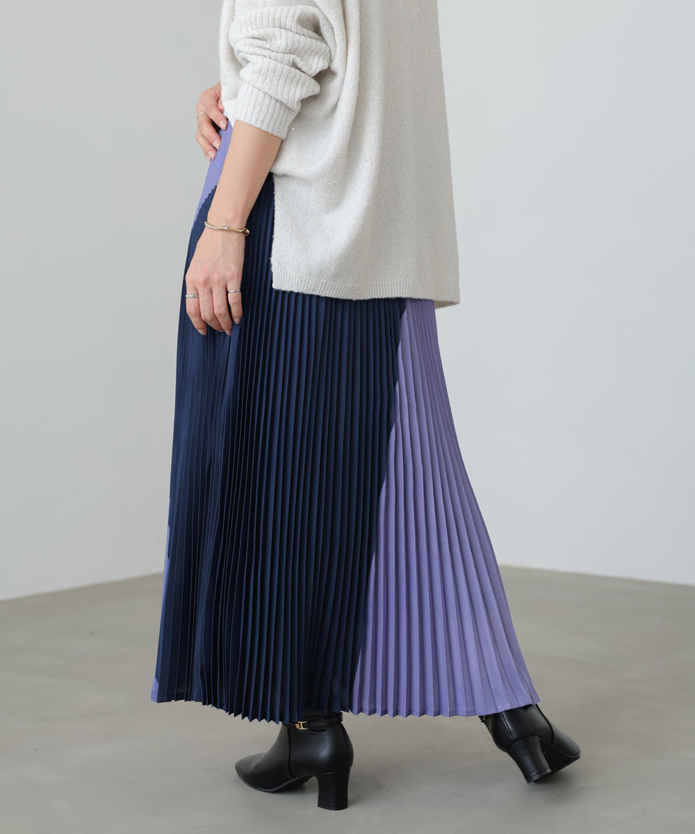 バイカラープリーツスカート