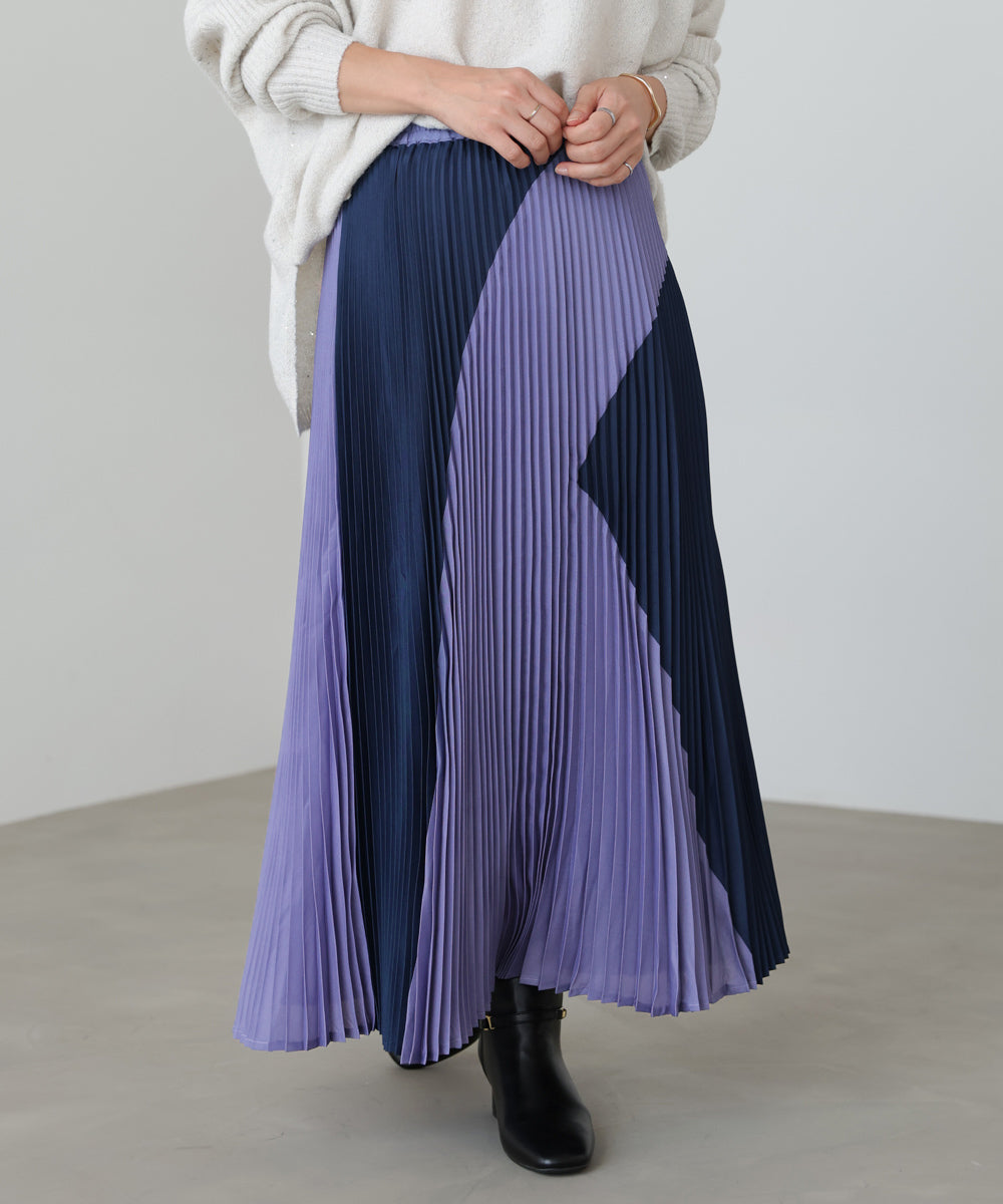 バイカラープリーツスカート