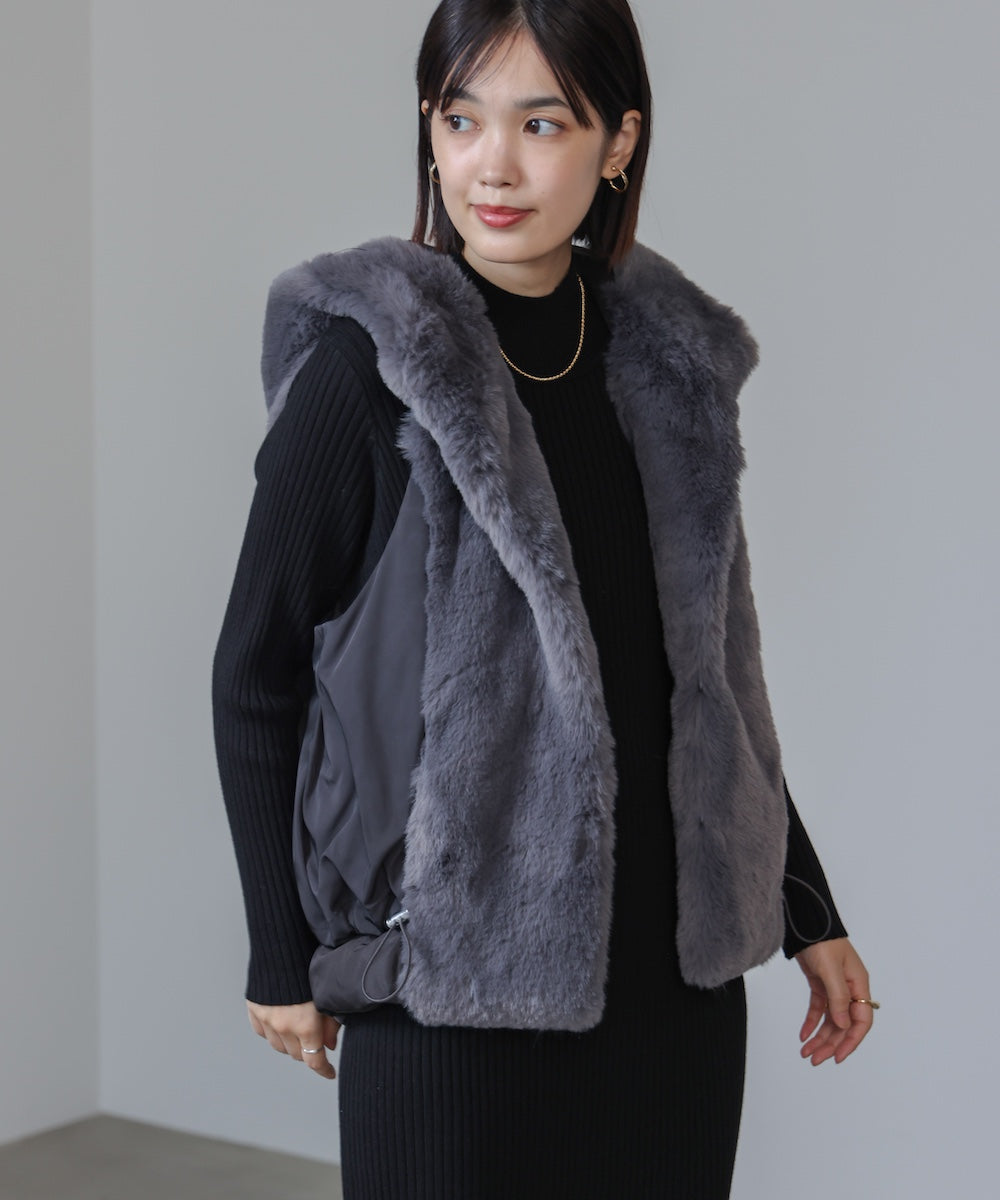 異素材MIXダウンファーベスト