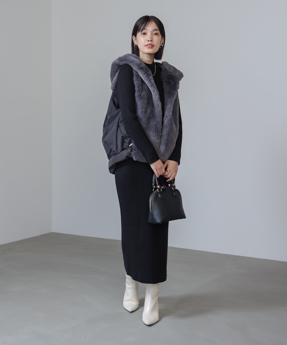 異素材MIXダウンファーベスト