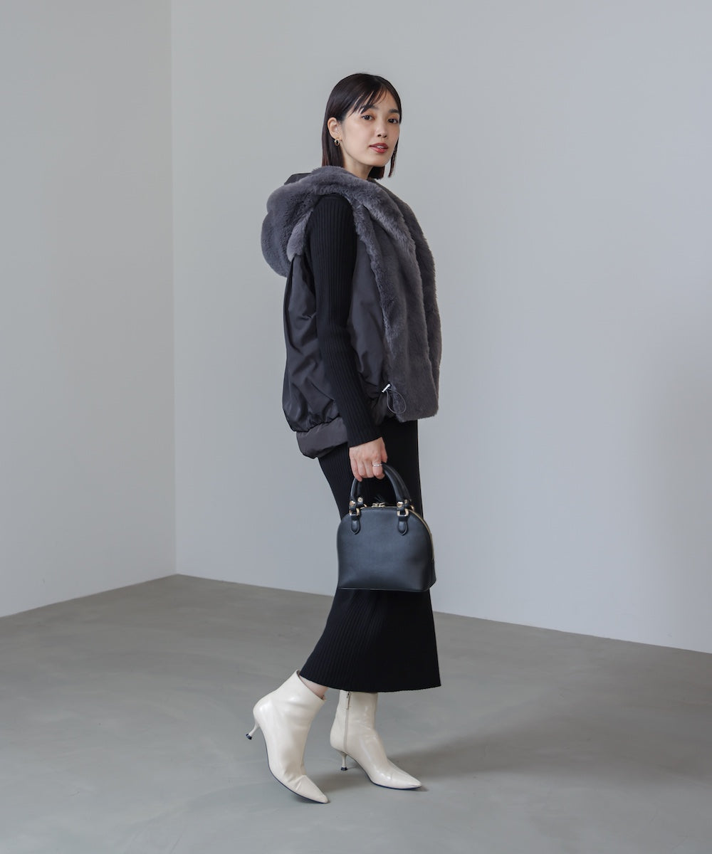 異素材MIXダウンファーベスト