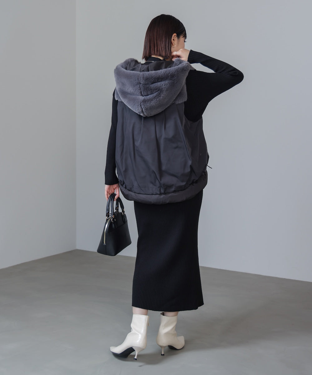 異素材MIXダウンファーベスト