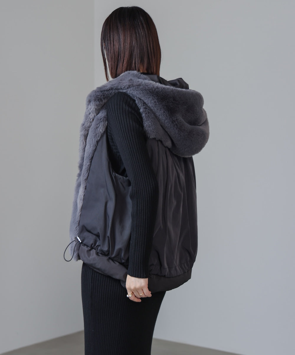 異素材MIXダウンファーベスト