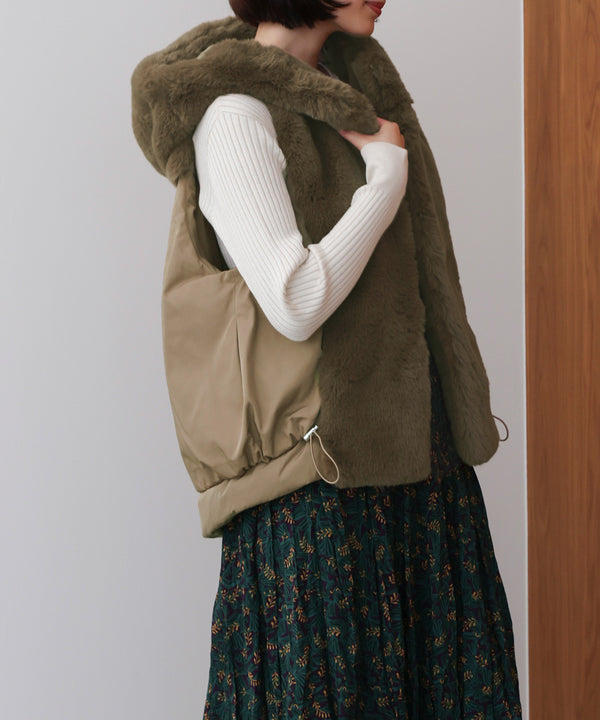 異素材MIXダウンファーベスト